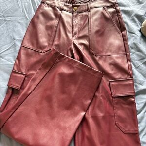 Faux Leather Cargo Pants